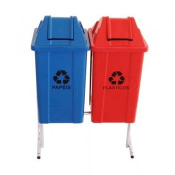Conjunto para Coleta Seletiva com 2 Lixeiras (Quadrada) - JSN