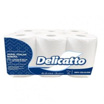 Papel Toalha Bobina Delicatto - 6 Rolos 20CM X 200M 100% Celulose